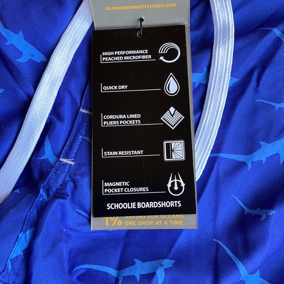 OHO Old Harbor Outfitters Schoolie Board Shorts in Bright Blue Size 34 NWT - Picture 8 of 8
